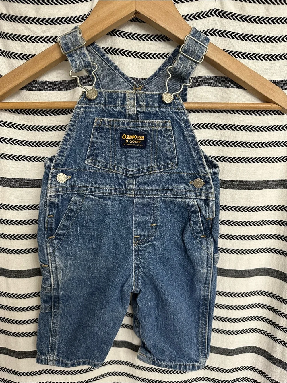 OshKosh B'gosh Vintage Denim Overalls in Blue- Excellent Condition, size 3-6M